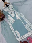 NEW ARRIVAL ORGANZA SILK EMBROIDERY WORK TOP PALAZZO WITH DUPATTA FESTIVE WEAR WHOLESALE PRICE ETHNIC GARMENT (5)