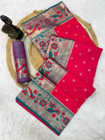NEW ARRIVAL PAITHANI SILK ZARI WEAVING WORK SAREE WITH UNSTITCHED BLOUSE RANI