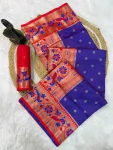 NEW ARRIVAL PAITHANI SILK ZARI WEAVING WORK SAREE WITH UNSTITCHED BLOUSE PURPLE