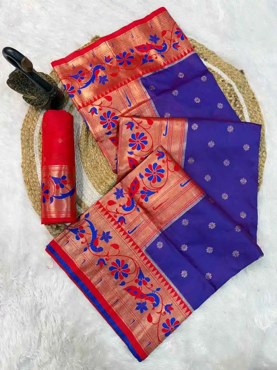 NEW ARRIVAL PAITHANI SILK ZARI WEAVING WORK SAREE WITH UNSTITCHED BLOUSE FESTIVE WEAR WHOLESALE PRICE ETHNIC GARMENT (14)