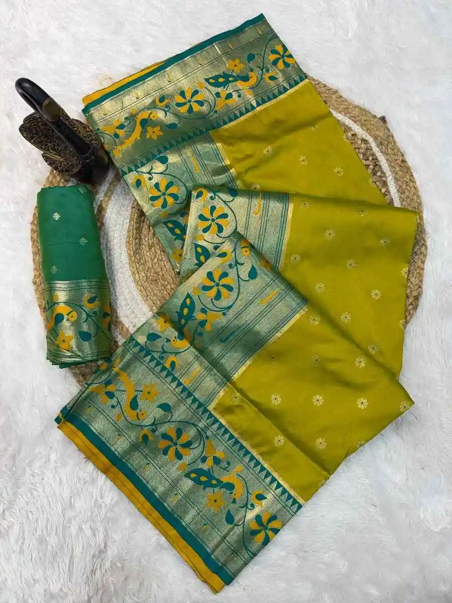NEW ARRIVAL PAITHANI SILK ZARI WEAVING WORK SAREE WITH UNSTITCHED BLOUSE FESTIVE WEAR WHOLESALE PRICE ETHNIC GARMENT (17)