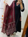 NEW ARRIVAL RAYON EMBROIDERY WORK TOP BOTTOM WITH DUPATTA BLACK