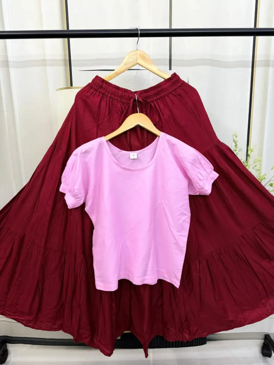 NEW ARRIVAL RAYON PLAIN TOP WITH LAYER SKIRT DAILY WEAR WHOLESALE PRICE ETHNIC GARMENT (10)