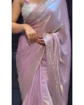 NEW ARRIVAL SHIMMER FENDY SILK BEADS HAND WORK FOUR SIDE WORK SAREE WITH UNSTITCHED BLOUSE FESTIVE WEAR WHOLESALE PRICE ETHNIC GARMENT (5)