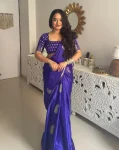 NEW ARRIVAL SILK WEAVING WORK SAREE WITH UNSTITCHED BLOUSE PURPLE