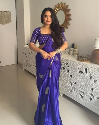 NEW ARRIVAL SILK WEAVING WORK SAREE WITH UNSTITCHED BLOUSE PURPLE