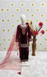 NEW ARRIVAL VELVET EMBROIDERY SEQUENCE WORK TOP BOTTOM WITH DUPATTA FESTIVE WEAR WHOLESALE PRICE ETHNIC GARMENT (2)