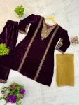 NEW ARRIVAL VELVET EMBROIDERY WORK TOP BOTTOM WITH DUPATTA FESTIVE WEAR WHOLESALE PRICE ETHNIC GARMENT (2)