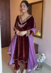 NEW ARRIVAL VELVET SEQUENCE EMBROIDERY AND BEADS WORK TOP PATIYALA WITH DUPATTA CHIKU