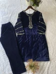 NEW ARRIVAL VELVET SEQUENCE EMBROIDERY WORK TOP BOTTOM SET FESTIVE WEAR WHOLESALE PRICE ETHNIC GARMENT (2)