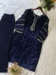 NEW ARRIVAL VELVET SEQUENCE EMBROIDERY WORK TOP BOTTOM SET FESTIVE WEAR WHOLESALE PRICE ETHNIC GARMENT (2)
