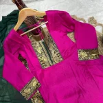 NEW ARRIVAL VICHITRA SILK JACQUARD LACE WORK ANARKALI GOWN WITH DUPATTA FESTIVE WEAR WHOLESALE PRICE ETHNIC GARMENT (3)