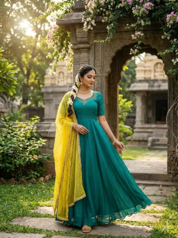 NEW ARRIVAL VICHITRA SILK MAGGAM HAND WORK GOWN WITH DUPATTA RAMA
