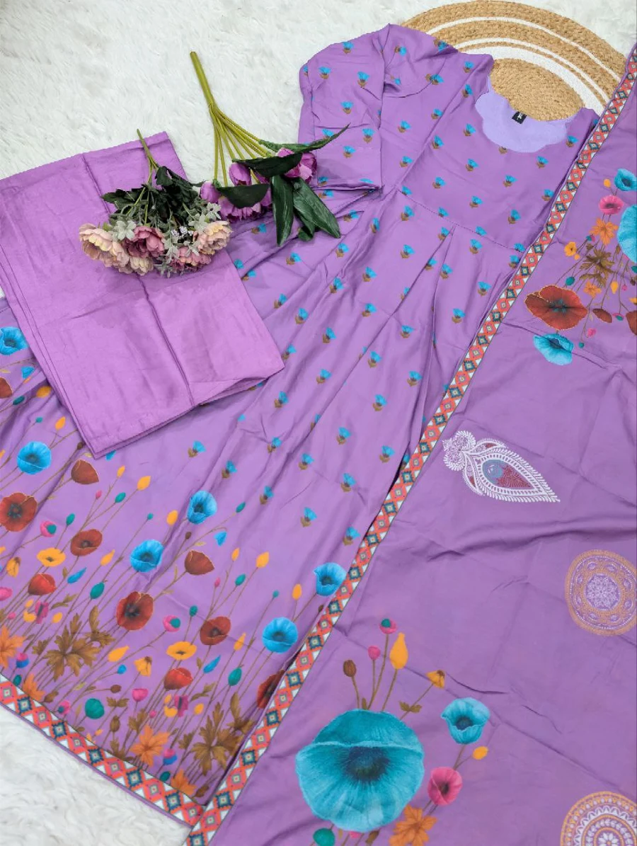 NEW ARRIVAL VISCOSE RAYON PRINT WORK TOP BOTTOM WITH DUPATTA FESTIVE WEAR WHOLESALE PRICE ETHNIC GARMENT (13)