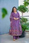 NEW ARRIVAL VISCOSE RAYON PRINT WORK TOP BOTTOM WITH DUPATTA LAVENDER
