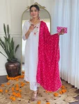 RICH LOOK BSY VISCOSE EMBROIDERY WORK TOP BOTTOM WITH DUPATTA WHITE AND PINK