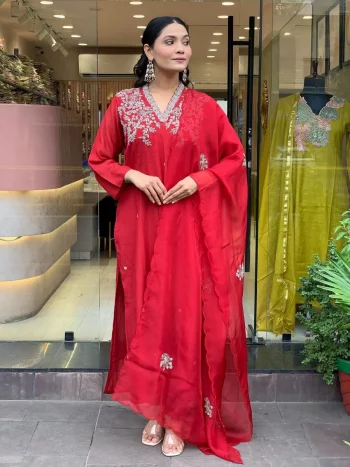 RICH LOOK CHANDERI SEQUENCE CODING EMBROIDERY WORK TOP BOTTOM WITH DUPATTA RANI