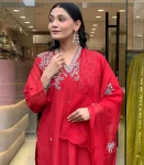 RICH LOOK CHANDERI SEQUENCE CODING EMBROIDERY WORK TOP BOTTOM WITH DUPATTA FESTIVE WEAR WHOLESALE PRICE ETHNIC GARMENT (2)