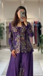 RICH LOOK CHINON BLOUSE KOTI WITH PALAZZO SEQUENCE EMBROIDERY WORK PARTY WEAR WHOLESALE PRICE ETHNIC GARMENT (5)
