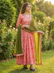 RICH LOOK CHINON DIGITAL PRINT WITH HAND WORK GOWN BOTTOM WITH DUPATTA FESTIVE WEAR WHOLESALE PRICE ETHNIC GARMENT (4)