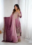 RICH LOOK CHINON SILK CODING DORI WITH SEQUENCE THREAD WORK TOP PALAZZO WITH DUPATTA WINE