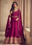 RICH LOOK CHINON SILK EMBROIDERY ZARI DORI SEQUENCE WORK GOWN WITH DUPATTA PINK