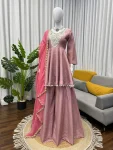 RICH LOOK COSMOS SILK THREAD WITH REAL MIRROR WORK & FANCY LACE WORK TOP PALAZZO WITH DUPATTA PARTY WEAR WHOLESALE PRICE ETHNIC GARMENT (8)