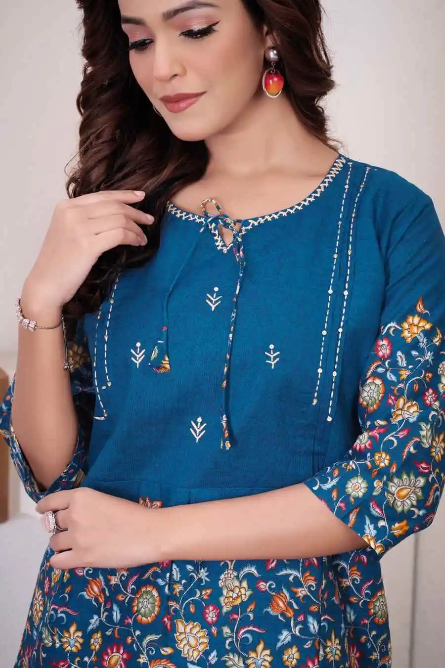 RICH LOOK COTTON PRINT WORK CO-ORD SET DAILY WEAR WHOLESALE PRICE ETHNIC GARMENT (22)