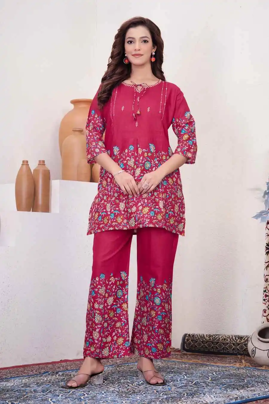 RICH LOOK COTTON PRINT WORK CO-ORD SET DAILY WEAR WHOLESALE PRICE ETHNIC GARMENT (8)