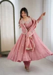 RICH LOOK CRUNCHY SILK EMBROIDERY SEQUENCE WORK GOWN BOTTOM WITH DUPATTA PARTY WEAR WHOLESALE PRICE ETHNIC GARMENT (9)