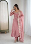RICH LOOK CRUNCHY SILK EMBROIDERY SEQUENCE WORK GOWN BOTTOM WITH DUPATTA PARTY WEAR WHOLESALE PRICE ETHNIC GARMENT (9)