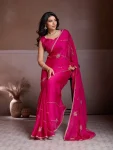 RICH LOOK CRUSH SILK BEADS EMBROIDERY WORK SAREE WITH UNSTITCHED BLOUSE PARTY WEAR WHOLESALE ETHNIC GARMENT (9)