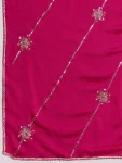 RICH LOOK CRUSH SILK BEADS EMBROIDERY WORK SAREE WITH UNSTITCHED BLOUSE PARTY WEAR WHOLESALE ETHNIC GARMENT (9)