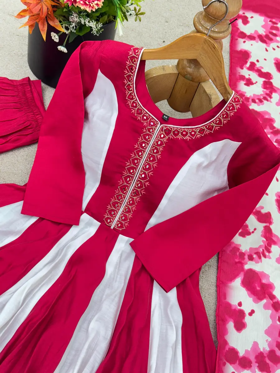 RICH LOOK EMBROIDERY WITH DIGITAL PRINT WORK GOWN BOTTOM WITH DUPATTA FESTIVE WEAR WHOLESALE PRICE ETHNIC GARMENT (18)