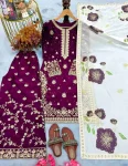 RICH LOOK FENDY SILK EMBROIDERY SEQUENCE WORK WITH RIVET MOTI WORK TOP PALAZZO WITH DUPATTA FESTIVE WEAR WHOLESALE PRICE ETHNIC GARMENT (9)