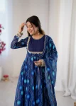 RICH LOOK GEORGETTE BANDHANI PRINT WORK GOWN BOTTOM WITH DUPATTA FESTIVE WEAR WHOLESALE PRICE ETHNIC GARMENT (5)