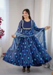 RICH LOOK GEORGETTE BANDHANI PRINT WORK GOWN BOTTOM WITH DUPATTA FESTIVE WEAR WHOLESALE PRICE ETHNIC GARMENT (5)