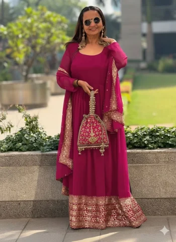 RICH LOOK GEORGETTE EMBROIDERY SEQUENCE WORK GOWN BOTTOM WITH DUPATTA RANI