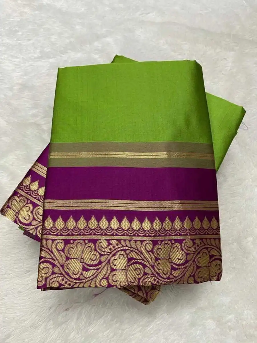 RICH LOOK KANCHIPURAM SILK ZARI WEAVING WORK SAREE WITH UNSTITCHED BLOUSE FESTIVE WEAR WHOLESALE PRICE ETHNIC GARMENT (7)
