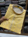 RICH LOOK KHADI COTTON EMBROIDERY MIRROR WORK MEN’S KURTA PAYJAMA FESTIVE WEAR WHOLESALE PRICE ETHNIC GARMENT (7)