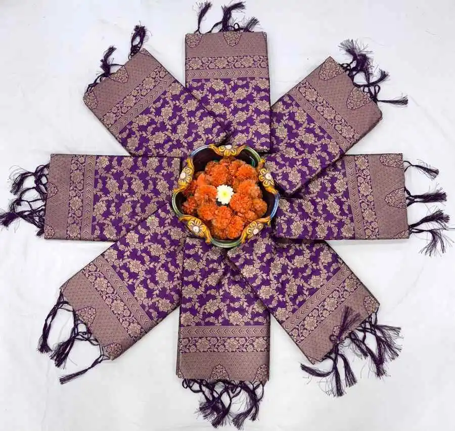 RICH LOOK LICHI SILK JACQUARD WORK SAREE WITH UNSTITCHED BLOUSE FESTIVE WEAR WHOLESALE PRICE ETHNIC GARMENT (1)