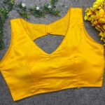 RICH LOOK  MALAI SATIN PLAIN READY TO WEAR BLOUSE YELLOW