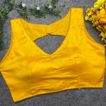 RICH LOOK  MALAI SATIN PLAIN READY TO WEAR BLOUSE YELLOW