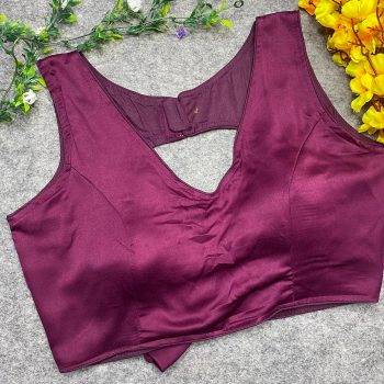 RICH LOOK  MALAI SATIN PLAIN READY TO WEAR BLOUSE WINE