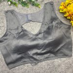 RICH LOOK  MALAI SATIN PLAIN READY TO WEAR BLOUSE GREY