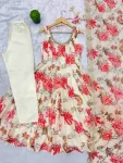 RICH LOOK MUSLIN FLORAL PRINT WORK GOWN BOTTOM WITH DUPATTA PARTY WEAR WHOLESALE PRICE ETHNIC GARMENT (4)