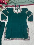 RICH LOOK NATURAL CREPE EMBROIDERY WORK WITH FANCY BORDER LACE WORK TOP SHARARA WITH DUPATTA FESTIVE WEAR WHOLESALE PRICE ETHNIC GARMENT (2)