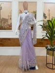 RICH LOOK NYLON NET EMBROIDERY SEQUENCE WORK WITH CUT-WORK BORDER WORK SAREE WITH UNSTITCHED BLOUSE PARTY WEAR WHOLESALE PRICE ETHNIC GARMENT (5)