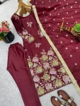 RICH LOOK ORGANZA SILK EMBROIDERY SEQUENCE WORK TOP BOTTOM WITH DUPATTA FESTIVE WEAR WHOLESALE PRICE ETHNIC GARMENT (3)