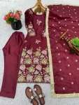 RICH LOOK ORGANZA SILK EMBROIDERY SEQUENCE WORK TOP BOTTOM WITH DUPATTA FESTIVE WEAR WHOLESALE PRICE ETHNIC GARMENT (3)